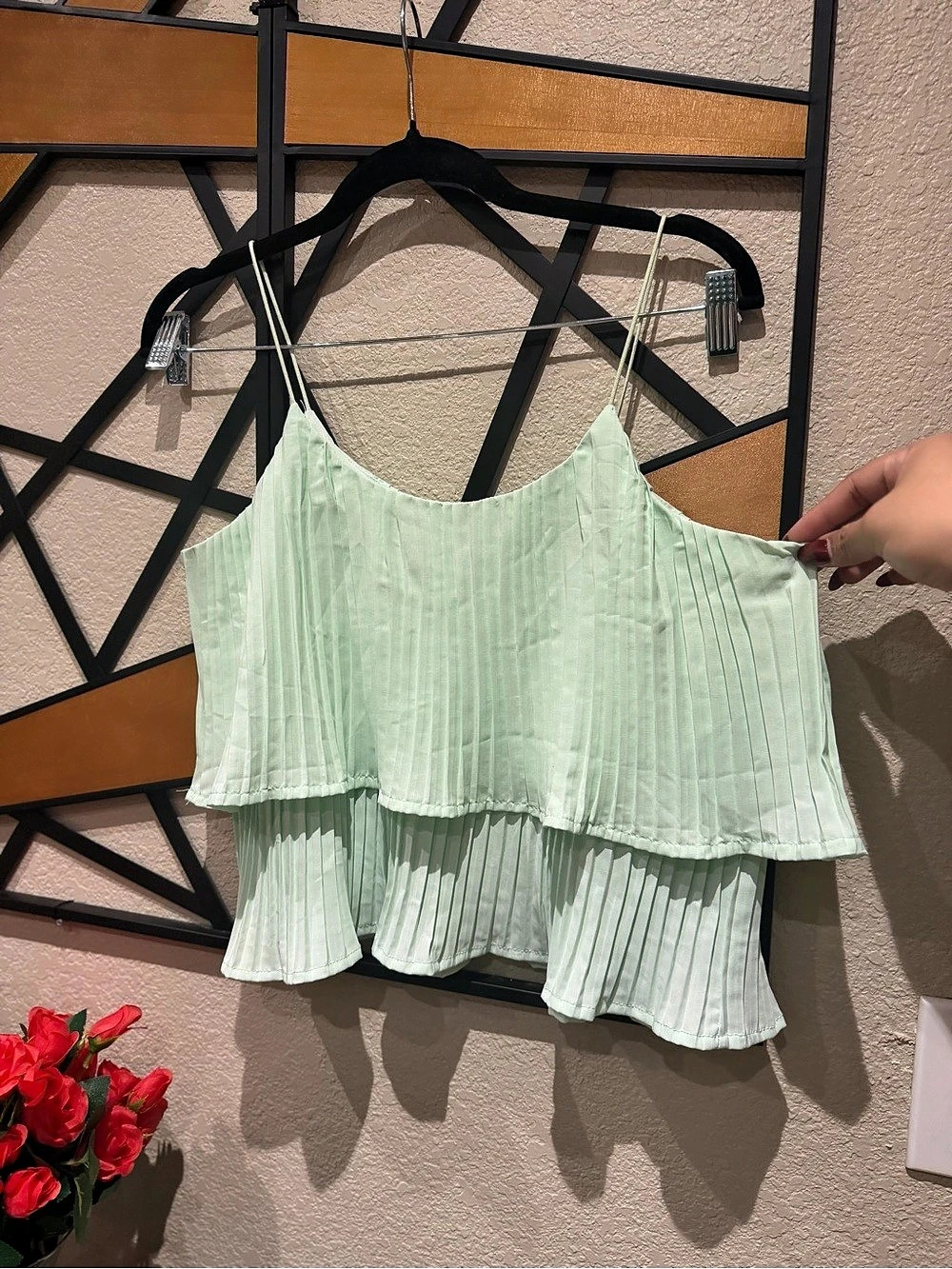 Tokyo Talkies Pleated Layered Camisole in Green